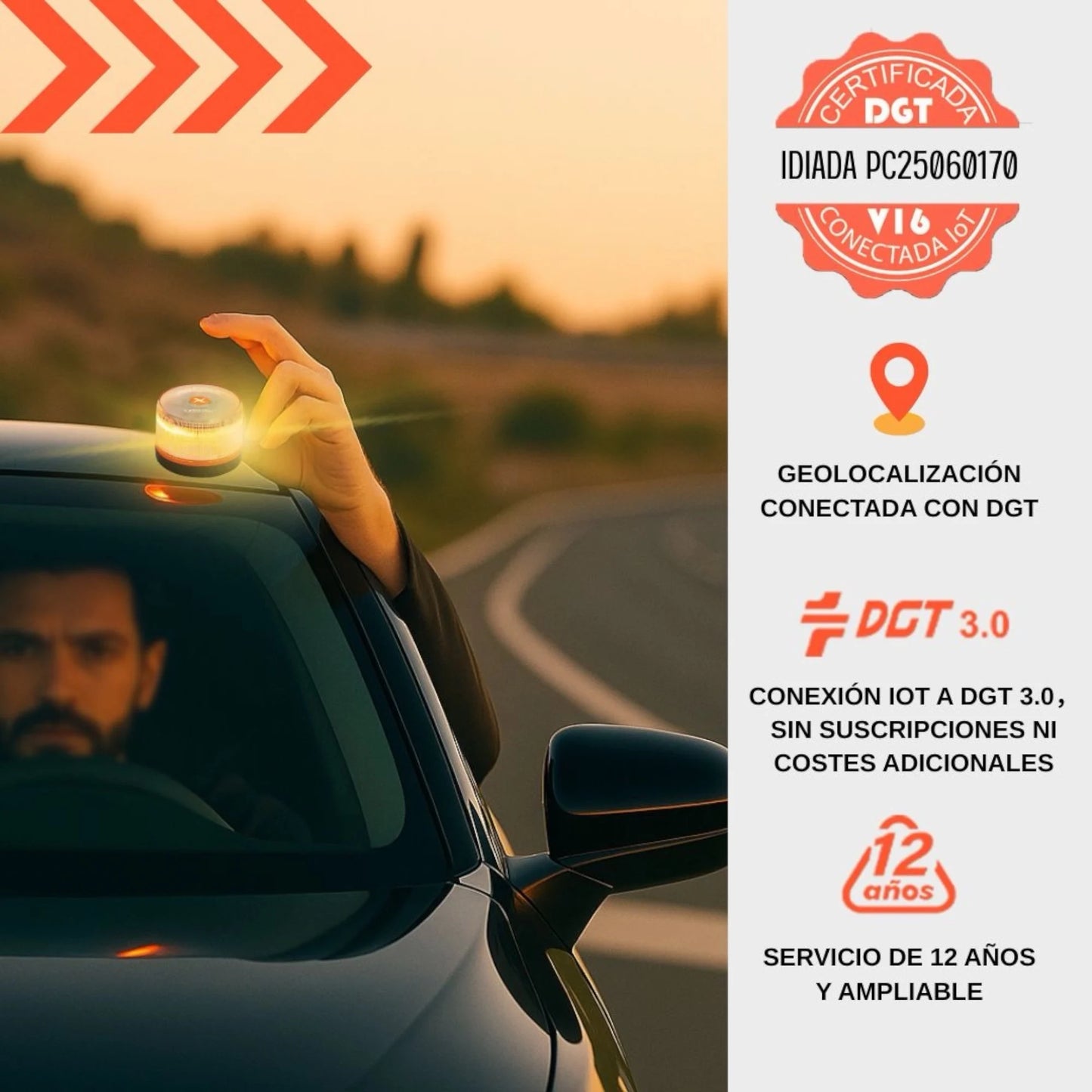 Luz de Emergencia V16 con Geolocalización Homologada DGT