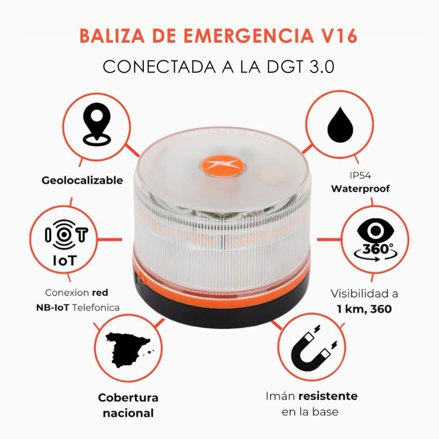 Luz de Emergencia V16 con Geolocalización Homologada DGT